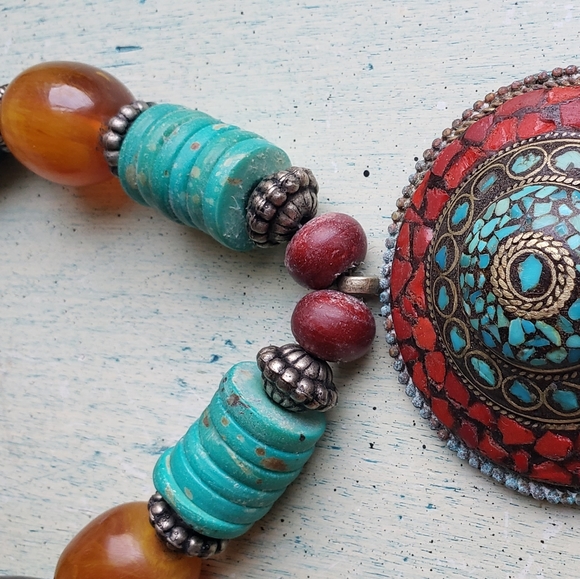 Aztec statement Necklace - Picture 2 of 8